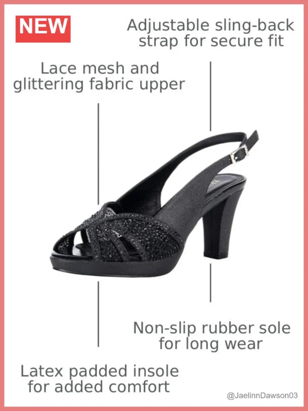 Slingback Mid Heel Platform Rhinestone Sandals Peep Toe Sparkly